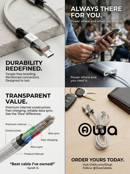 AWA Heavy-Duty Micro-USB Charging Cable – Ultra-Durable Nylon Braided Sync Wire