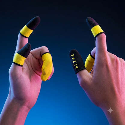 **2 Pcs Anti-Sweat Breathable Gaming Finger Sleeves – Ultra-Thin Touch Screen Thumb Gloves for PUBG & Mobile Gaming**