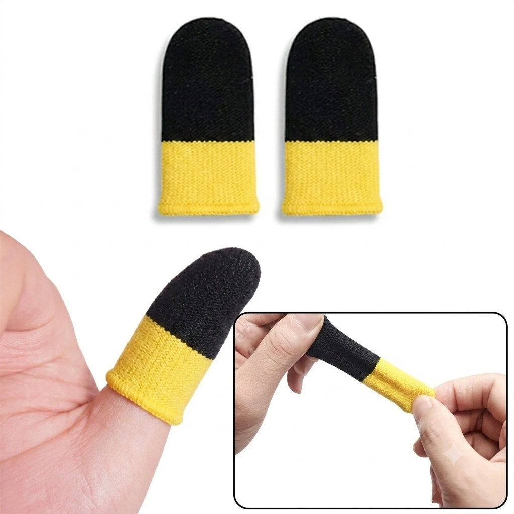 **2 Pcs Anti-Sweat Breathable Gaming Finger Sleeves – Ultra-Thin Touch Screen Thumb Gloves for PUBG & Mobile Gaming**