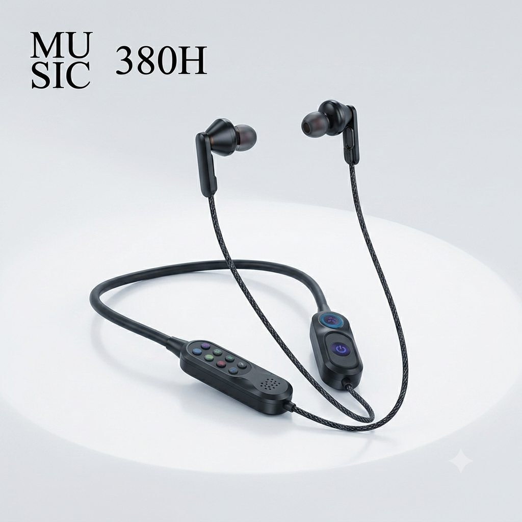 Neckband Wireless Headphones with 36-Hour Long Playtime & SD Card Support – Bluetooth Rear-Mounted Earphones
