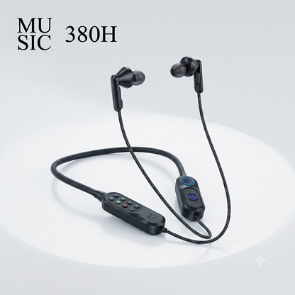 Neckband Wireless Headphones with 36-Hour Long Playtime & SD Card Support – Bluetooth Rear-Mounted Earphones
