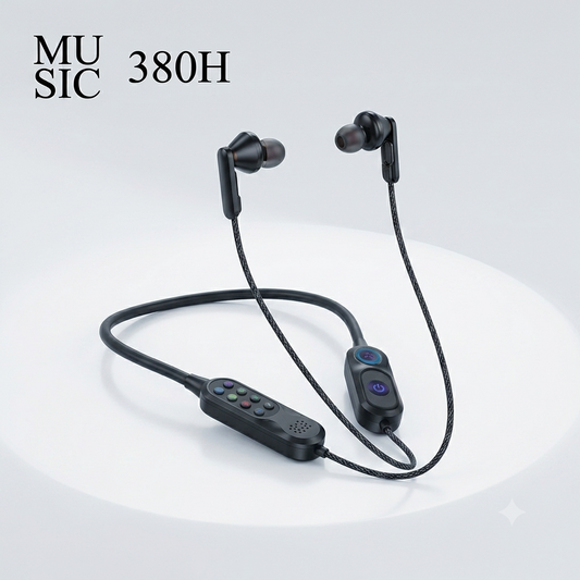Neckband Wireless Headphones with 36-Hour Long Playtime & SD Card Support – Bluetooth Rear-Mounted Earphones