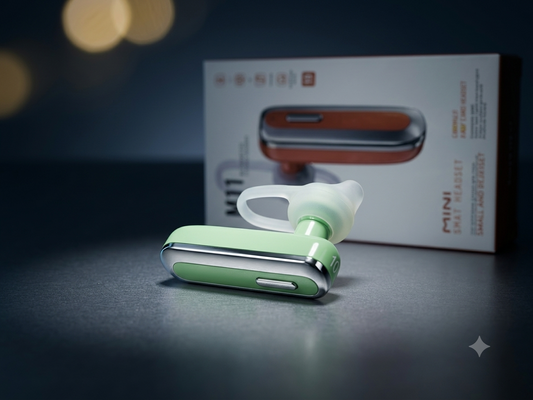 S.R M11 Single Ear Wireless Bluetooth Headset – Light Green Hi-Fi Stereo Deep Bass with Elastic Ear Pad and Long Battery Life