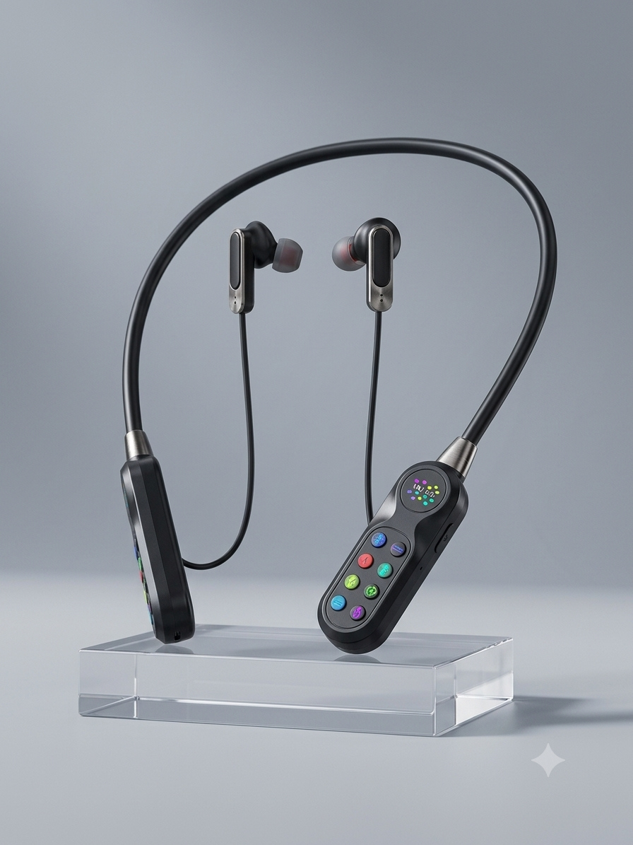 Neckband Wireless Headphones with 36-Hour Long Playtime & SD Card Support – Bluetooth Rear-Mounted Earphones