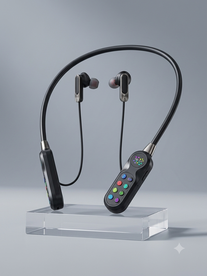 Neckband Wireless Headphones with 36-Hour Long Playtime & SD Card Support – Bluetooth Rear-Mounted Earphones