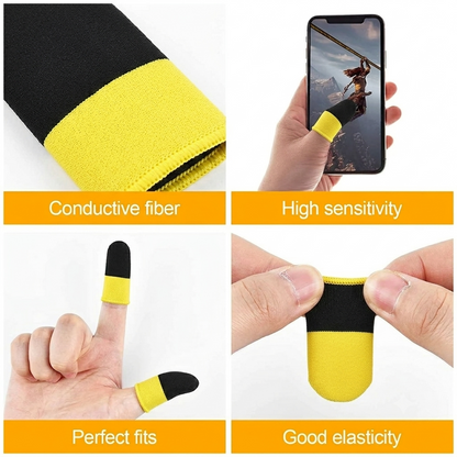 **2 Pcs Anti-Sweat Breathable Gaming Finger Sleeves – Ultra-Thin Touch Screen Thumb Gloves for PUBG & Mobile Gaming**