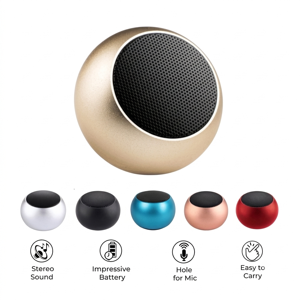 Mini Wireless Bluetooth Speaker Metallic HD Stereo Sound