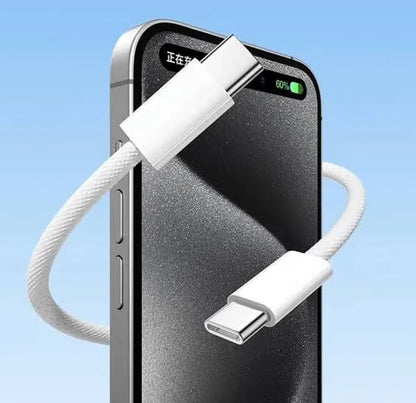 Data Cable Type-C To C Fast Charging Cable 60W Best Cable For (Android and IOS device's) with White Fiber Wire 1 Meter long Premium Quality