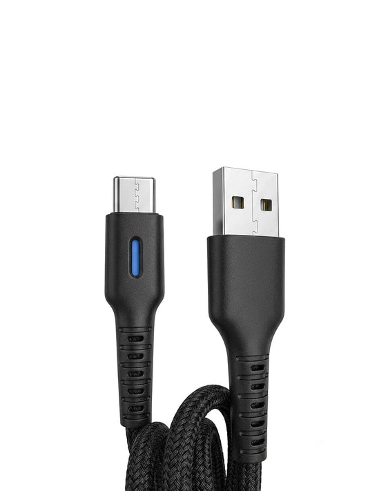 UCCI V8 240W 6A Fast Charging USB to Type-C Data Cable with LED Indicator Light – Tangle-Free Braided High-Speed Charger Cord for Android Smartphones & Devices