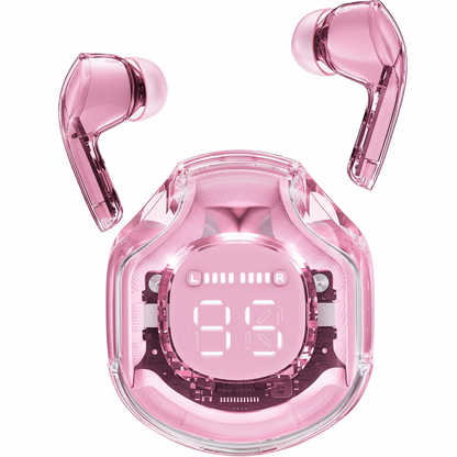Earbuds Headset Wireless Stereo Sound With ENC Mode Model Air39 Transparent Airbuds With Silicon Cover Bluetooth Version 5.3