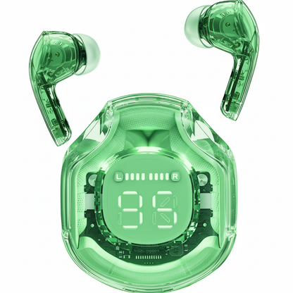 Earbuds Headset Wireless Stereo Sound With ENC Mode Model Air39 Transparent Airbuds With Silicon Cover Bluetooth Version 5.3