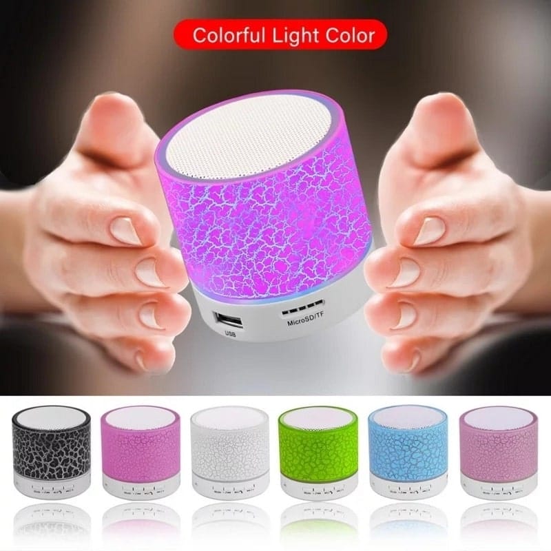 Portable Wireless Mini Bluetooth Speaker, Super Bass Stereo Rechargeable Speaker with LED Lights